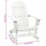 Garden Rocking Chair Wood White - Rear View