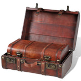Wooden Treasure Chests 2 pcs Vintage Brown - Side View