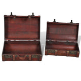Wooden Treasure Chests 2 pcs Vintage Brown - 45-Degree Angle
