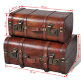 Wooden Treasure Chests 2 pcs Vintage Brown - Close-Up Angle