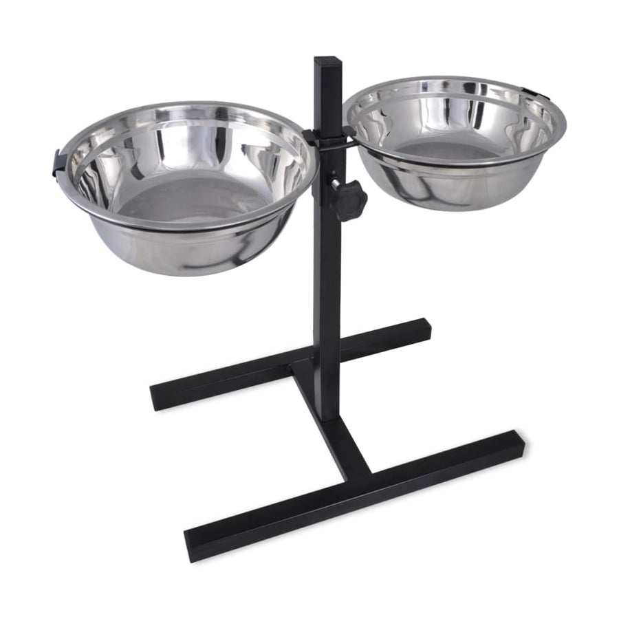 Adjustable Double Diner Pet Dog Feeding Stand & 2x4.1L Bowls