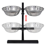 Adjustable Double Diner Pet Dog Feeding Stand & 2 x 4.1L Stainless Steel Bowls