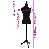 Ladies Bust Display Black Female Dressmakers Dummy Mannequin - Close-Up Angle