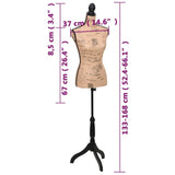 Ladies Bust Display Bust Brown Black Jute Female Dressmakers Dummy Mannequin Display - Close-Up Angle