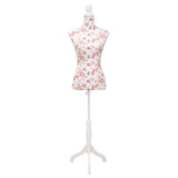 Ladies Bust Display Mannequin Cotton White With Rose - Front View