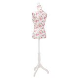 Ladies Bust Display Mannequin Cotton White With Rose - Top-Down View