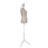Ladies Bust Display Mannequin Linen With Stripes - Side View