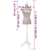 Ladies Bust Display Mannequin Linen With Stripes - Close-Up Angle