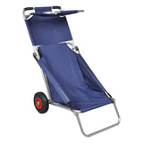 Beach Trolley with Wheels Portable Foldable Blue - Front View