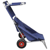 Beach Trolley with Wheels Portable Foldable Blue - Side View