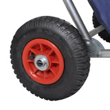 Beach Trolley with Wheels Portable Foldable Blue - Rear View