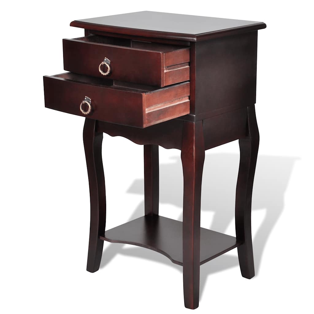Nightstand with 2 Drawers Brown