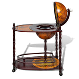 Globe Bar Wine Stand Eucalyptus Wood Freestanding - Front View