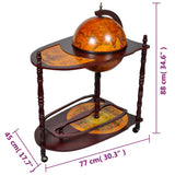 Globe Bar Wine Stand Eucalyptus Wood Freestanding - Rear View