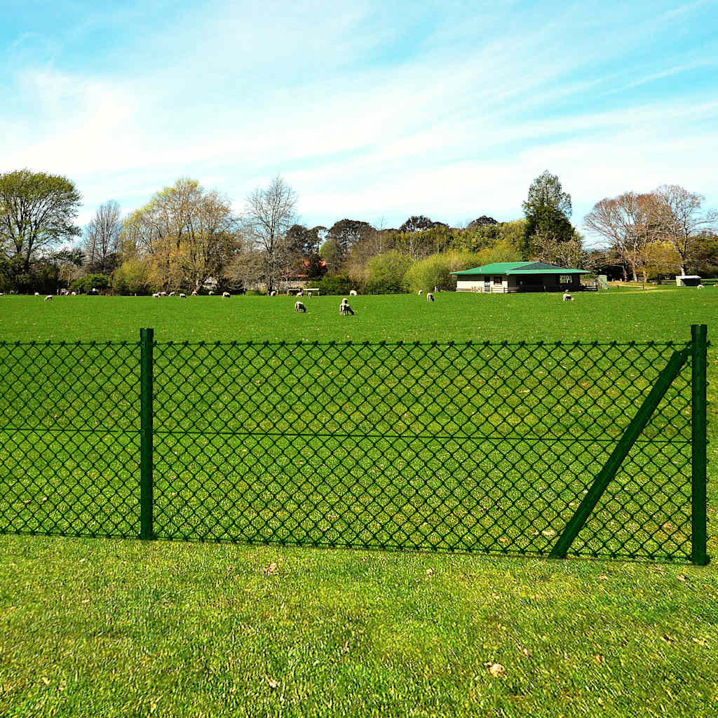 Chain Link Fence with Posts Spike Steel 1.25x25 m