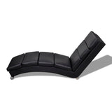 Chaise Longue Black Faux Leather - Top-Down View
