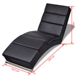 Chaise Longue Black Faux Leather - 45-Degree Angle