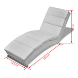 Chaise Longue White Faux Leather - 45-Degree Angle