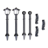 Chain Fence with Solar Lights Two LED Lamps Two Poles - Top-Down View