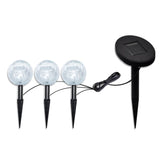 Solar Bowl 3 LED Garden Lights with Spike Anchors & Solar Panel - Front View