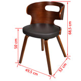 Dining Chairs 2 pcs Brown Faux Leather - 45-Degree Angle