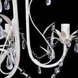 Crystal Pendant Ceiling Lamp Chandelier Elegant White - Side View
