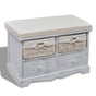 Storage Bench White 62x33x42 cm Paulownia Wood