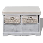 Storage Bench White 62x33x42 cm Paulownia Wood
