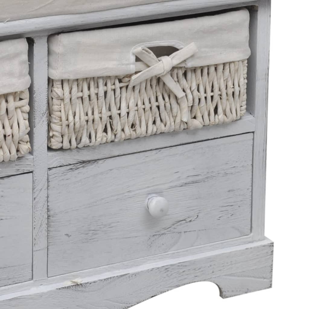 Storage Bench White 62x33x42 cm Paulownia Wood