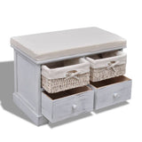 Storage Bench White 62x33x42 cm Paulownia Wood