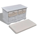 Storage Bench White 62x33x42 cm Paulownia Wood
