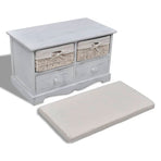 Storage Bench White 62x33x42 cm Paulownia Wood