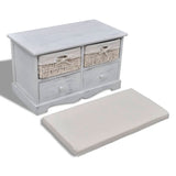 Storage Bench White  62x33x42 cm Paulownia Wood - 45-Degree Angle