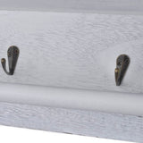 White Paulownia Wood Wall Shelf With Hangers 2 Weaving Baskets 4 Hooks - Rear View