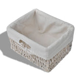White Paulownia Wood Wall Shelf With Hangers 2 Weaving Baskets 4 Hooks - Close-Up Angle