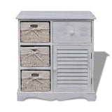 Wooden Cabinet 3 Left Weaving Baskets White - Front View