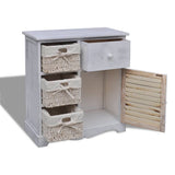 Wooden Cabinet 3 Left Weaving Baskets White - Side View