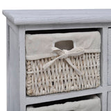 Wooden Cabinet 3 Left Weaving Baskets White - Top-Down View