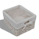 Wooden Cabinet 3 Left Weaving Baskets White - Rear View