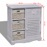 Wooden Cabinet 3 Left Weaving Baskets White - Close-Up Angle