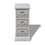 Paulownia Wood Storage Rack 3 Weaving Baskets White