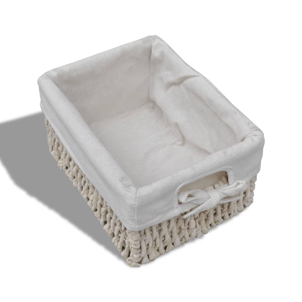 Paulownia Wood Storage Rack 3 Weaving Baskets White