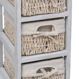 Paulownia Wood Storage Rack 3 Weaving Baskets White - Top-Down View