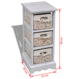 Paulownia Wood Storage Rack 3 Weaving Baskets White