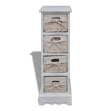 Paulownia Wood Storage Rack 4 Weaving Baskets White