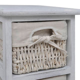 Paulownia Wood Storage Rack 4 Weaving Baskets White
