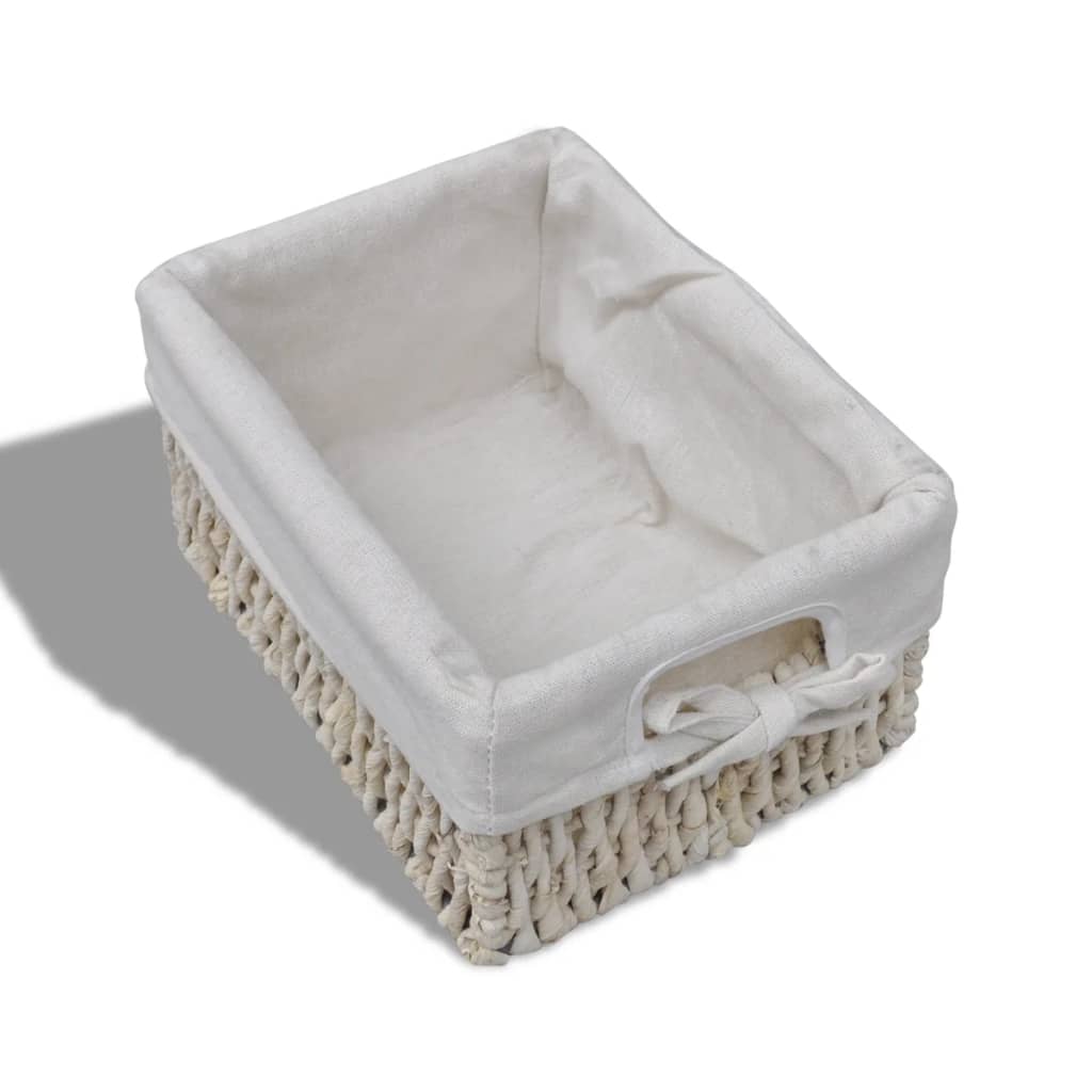 Paulownia Wood Storage Rack 4 Weaving Baskets White