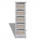 Wooden Storage Rack 5 Weaving Baskets White - Top-Down View
