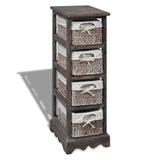 Paulownia Wood Storage Rack 4 Weaving Baskets Brown