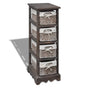 Wooden Storage Rack 4 Weaving Baskets Brown